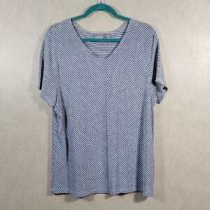 09180 Chico's gray & white striped short sleeve tee 3 XL